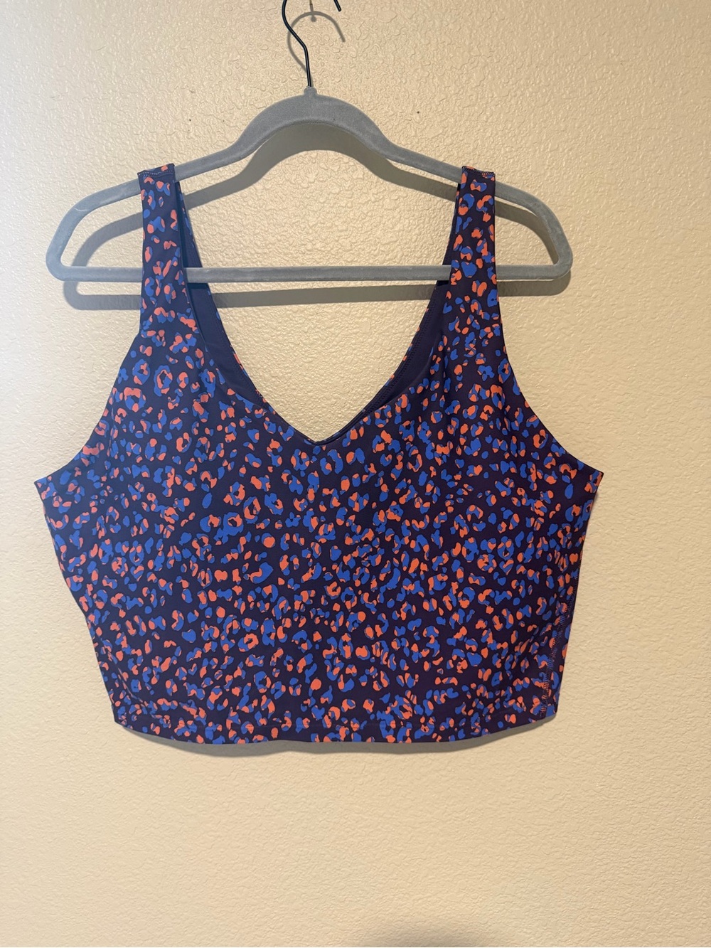 Old Navy Deep Blue V-Neck Leopard Print Bralette with Pink Accents